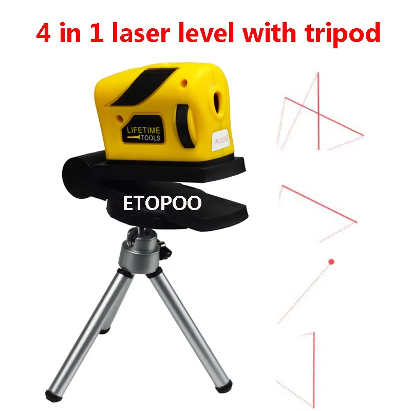360 Degree Infrared With Tripod Tuning 4 IN 1 Laser Level 2 Lines Self Levelling Horizontal Super Powerful Red Mini Laser