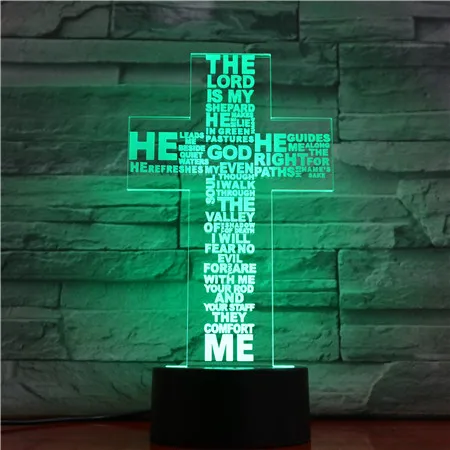 Jesus Cross Touch Remote Control 3D Night Light LED Stereo Acrylic Panel Table Decoration 7 Colors Change Bedroom Lamp GX1668