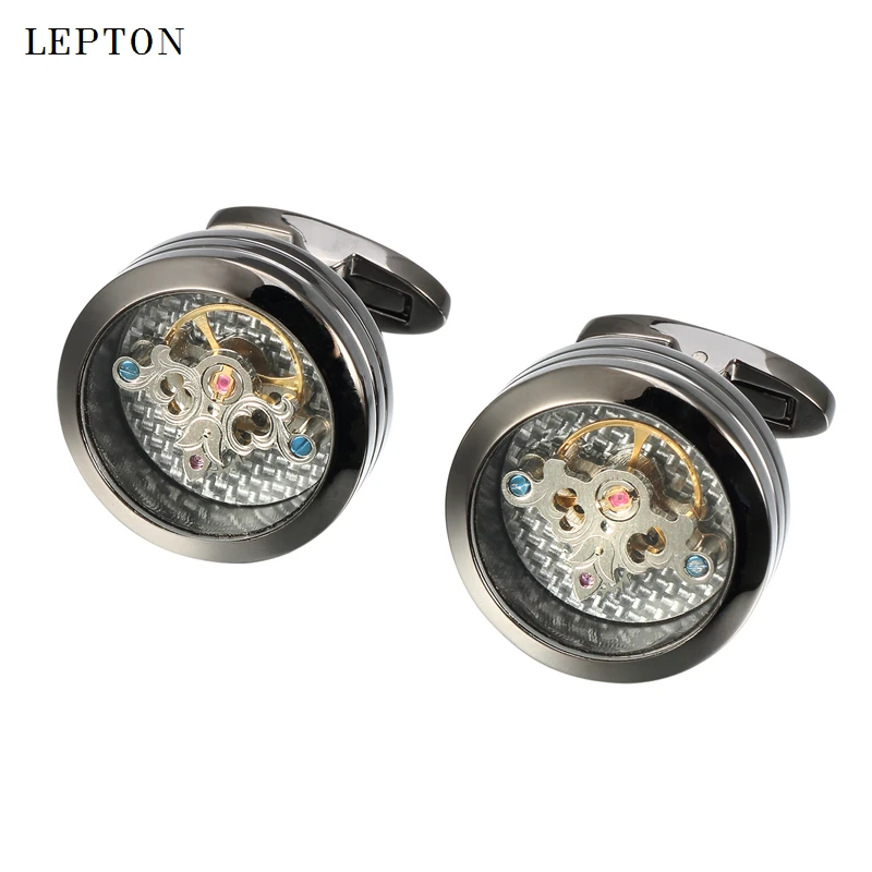 

2018 Newst Tourbillon Cufflinks For Mens Wedding Groom Movement Steampunk Gear Cuff links Relojes Gemelos Lepton Brand Jewelry