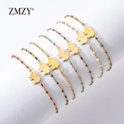 ZMZY Cute Charm Elephant Bracelet Friendship Bracelet Gift Bracelets for Women/Girls/Kids Gold Color Stainless Steel Jewelry