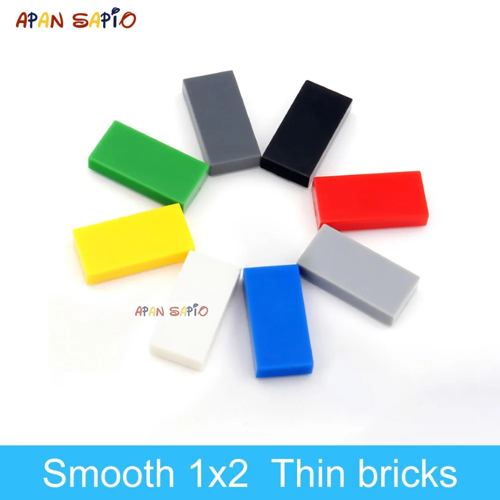 200pcs DIY Building Blocks Thin Figure Bricks Smooth 1x2 Educational Creative Size Compatible With 3069 30070 Toys for Children