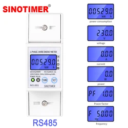 RS485 AC 230V 5-80A High Precision Electric Energy Meter Digital Electricity Consumption Meter With Voltage Current Display