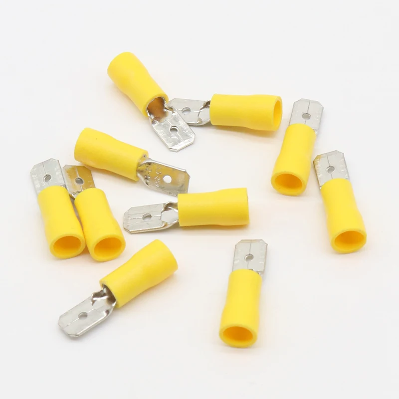 6.3mm Yellow 25 Female 25 Male Spade Insulated Electrical Crimp Terminal Connectors