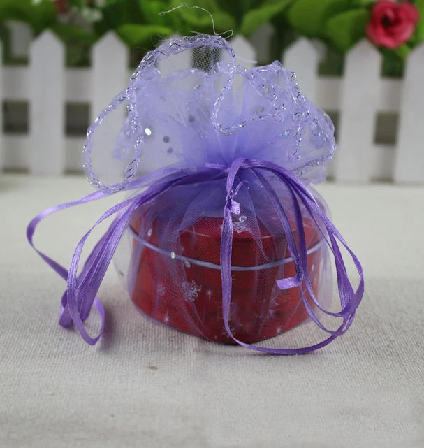 

300pcs diameter 26cm purple Round Sachet Organza Bag Drawstring jewelry packaging bags for Wedding/gift/food/candy/Christmas