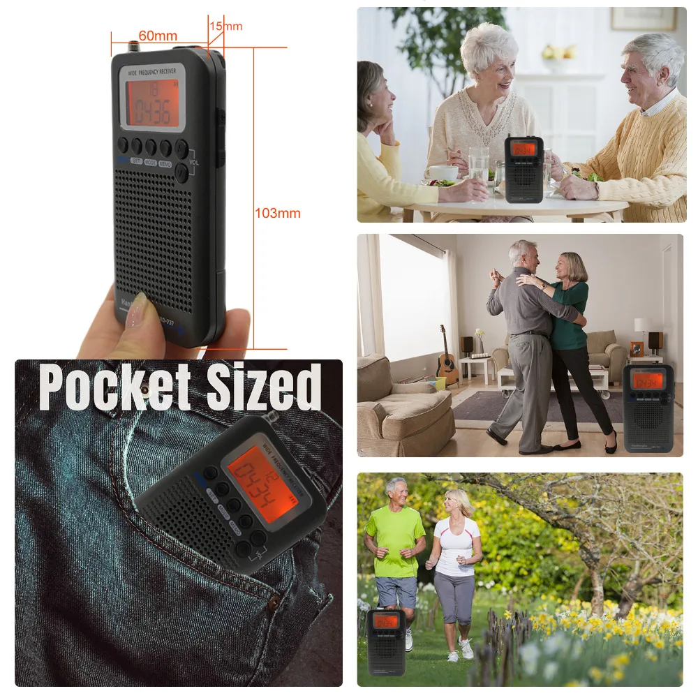 2022 طائرة فولباند راديو ذو تردد عالي جدًا محمول FM AM SW راديو VHF CB 30-223MHZ 25-28MHZ Air 118-138MHZ مع ساعة مزدوجة مع منبه