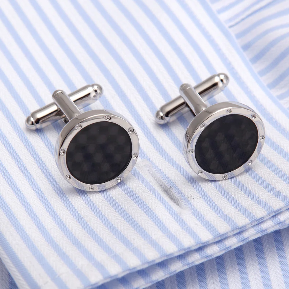 VAGULA Bonito Gemelos Carbon Fiber Men Cufflinks Top Luxury Brand gift Party Wedding Suit Shirt Button Cuff links 10138