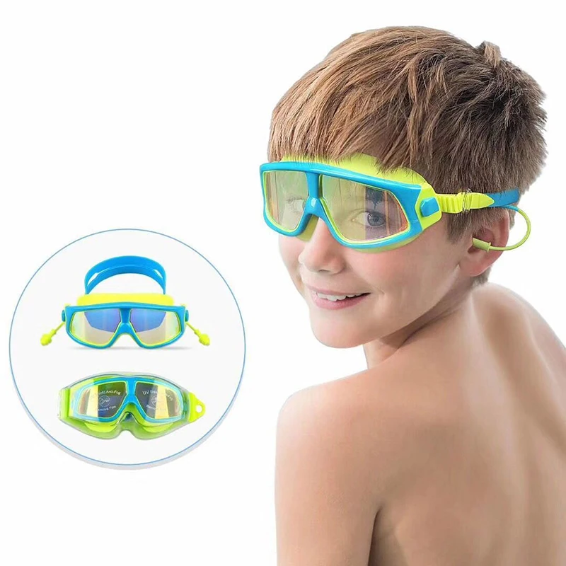 Swimming Goggles Comfortable Silicone Large Frame Adjustable Swim Glasses Children Anti-Fog UV Waterproof  Swimming Eyewear