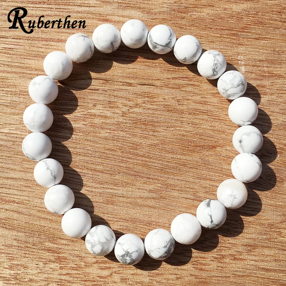 Ruberthen New Arrival Natural Stone Bracelet Howlite Mala Beads Protection Bracelet Healing Manifestation Jewelry