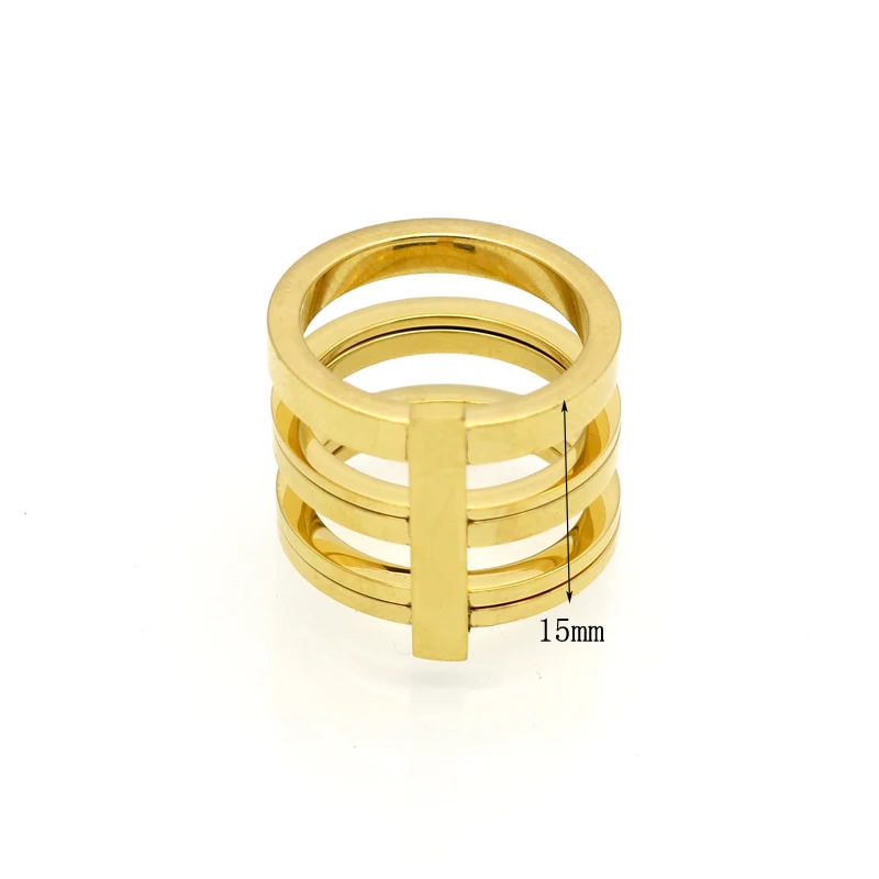 Fashion 3 Rows Layered Rings Midi Rings Punk Knuckle Ring 24k Gold Color Rings For Women Stainless Steel Ring Jewelry Wholesale