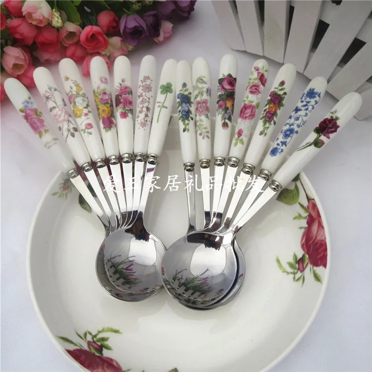 The value of bone handle stainless steel round large ceramic handle 18.8cm Korea public tableware