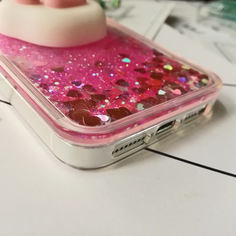 3D Squishy etui na iPhone 13 Pro MaxPlus etui płynne Quicksand Glitter silikonowe etui na telefony dla iPhone 8 8 Plus X 6 6s okładka