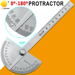 Stainless Steel Round Head 180 degree Protractor Angle Finder Rotary Measuring Ruler Machinist Tool 10cm Craftsman Ruler