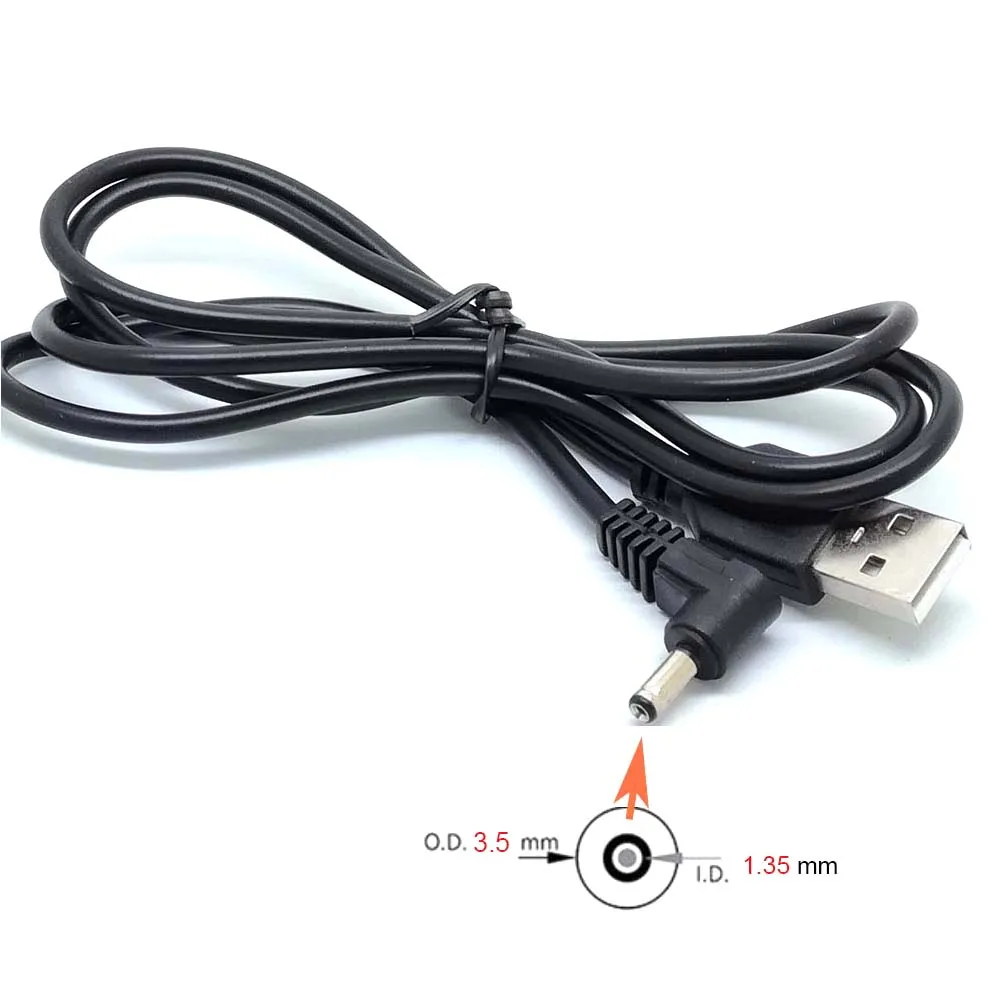 90 kąt USB do komputera męski na 5V DC 3.5mm x 1.35mm beczka złącze zasilania adapter kablowy