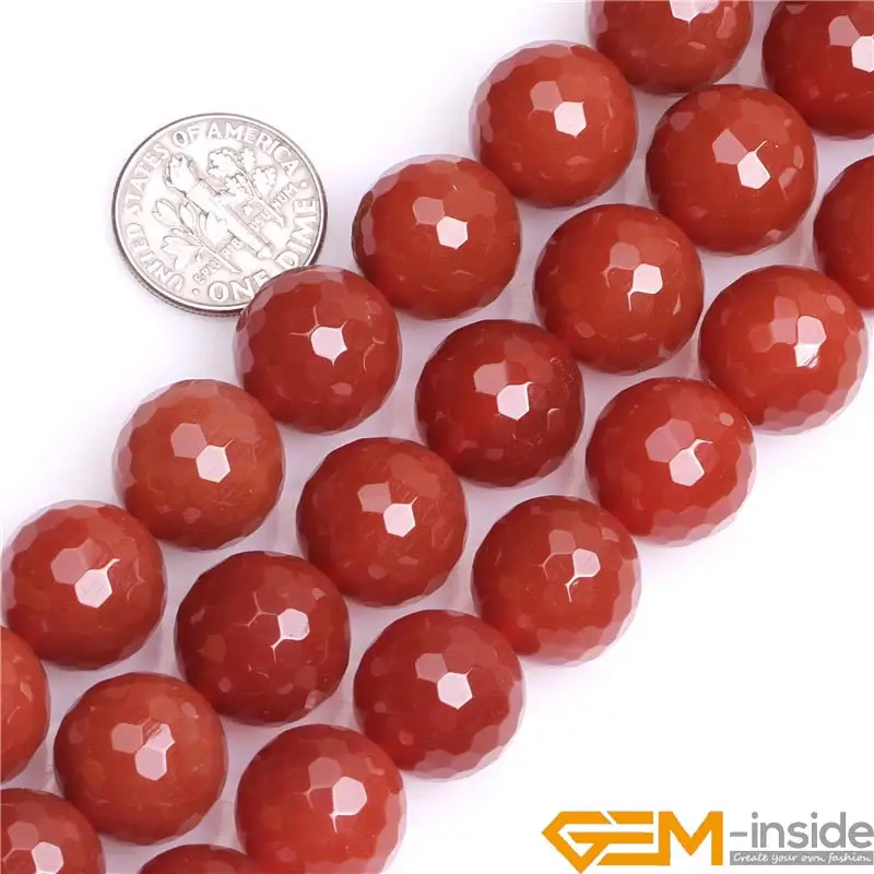 Natural Stone Red Agates Round Loose Spacer Faceted Accessorries Beads For Jewelry Making Strand 15 inch DIY Bracelet For Gifts