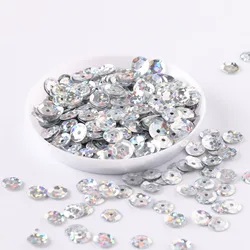 360pcs(10g) Laser Silver Sequin 8mm CUP Round Loose Sequins Paillettes Sewing Wedding Craft Fashionable Scrapbook Accessories