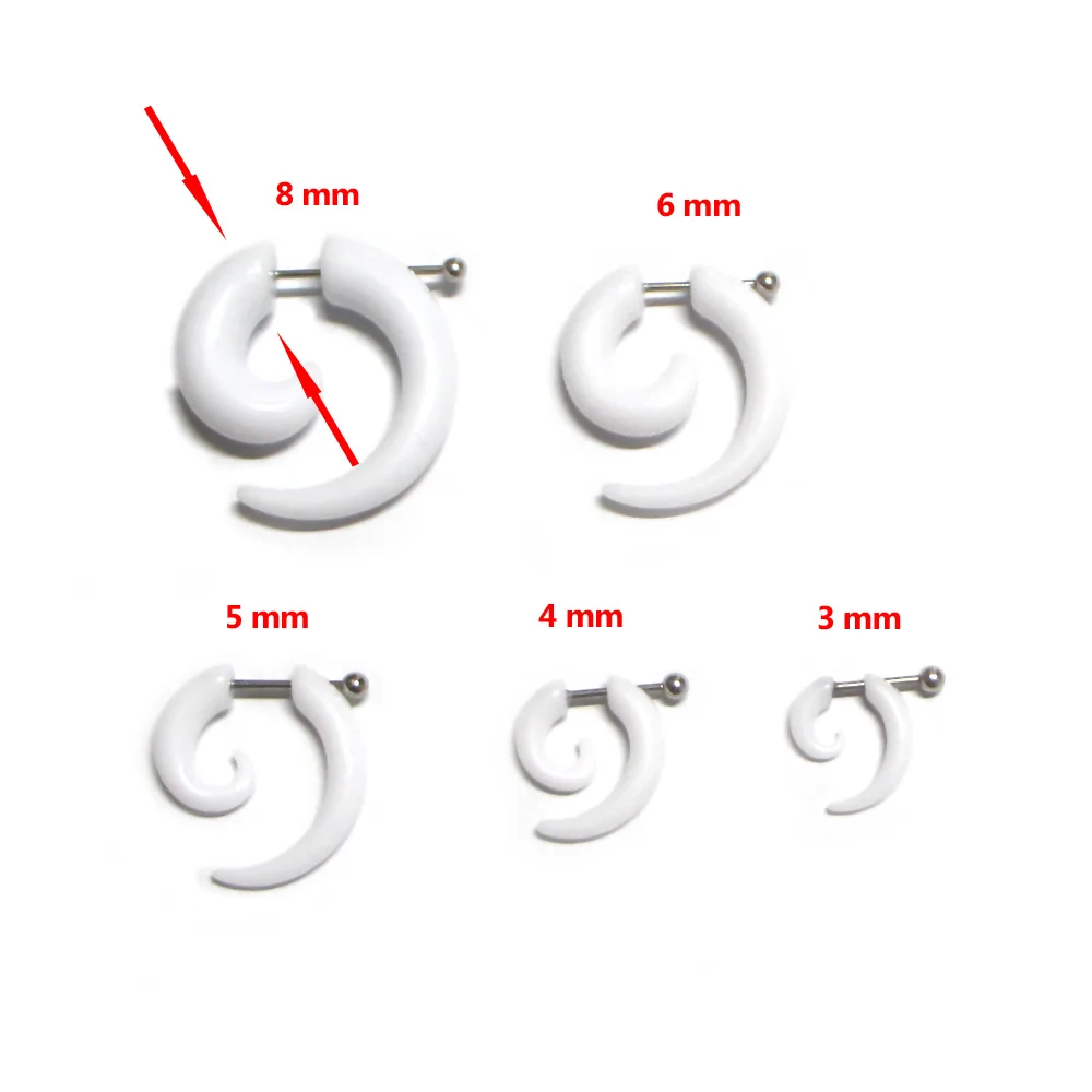 2 pieces men women fashion new fake spiral ear tapers snail ear expanders black 3/4/5/6/8 mm body jewelry ear plug pircing