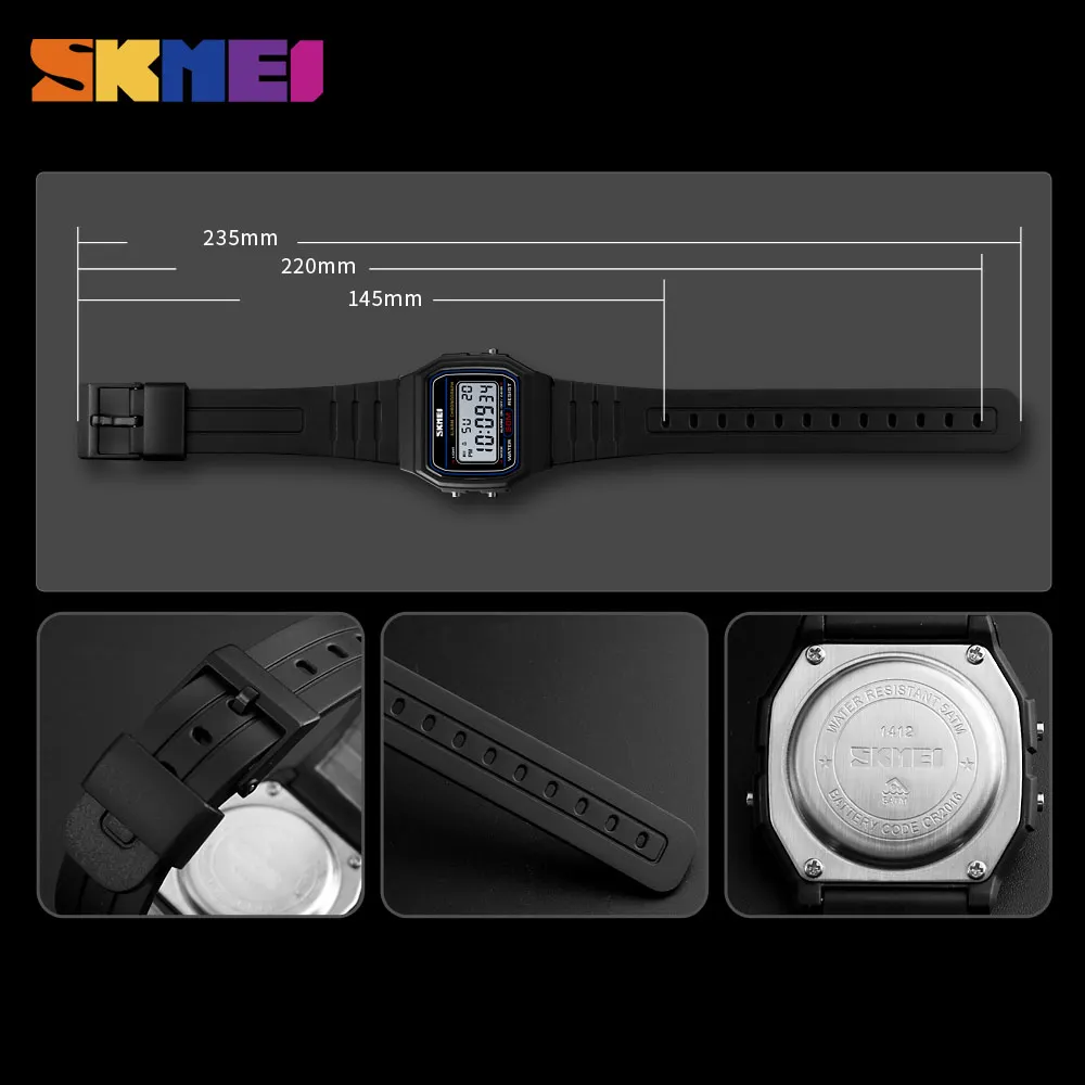 SKMEI deportes moda pareja relojes mujeres reloj Digital impermeable día fecha reloj femenino Relogio Feminino 1412