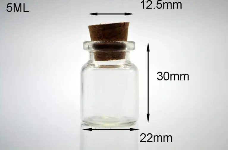 50pcs 22*30mm Glass Storage Bottle With Cork DIY Clear Transparent Glass Jars Containers Vial test tube pendant New Arrival gift