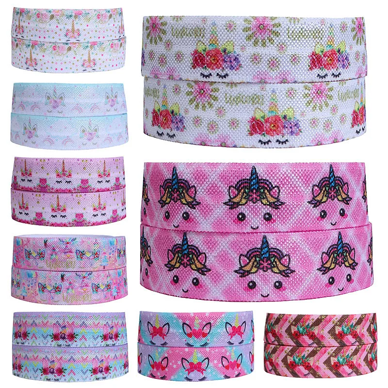 

FLRA ElasticFLRA RIBBON unicorn face printed party supply soft fold over elastic