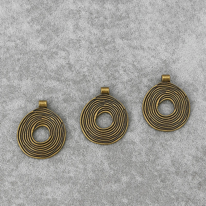 4PCS Antique Bronze Large Boho Round Swirl Spiral Charms Pendants for Necklace Jewelry Findings Making 45x36mm