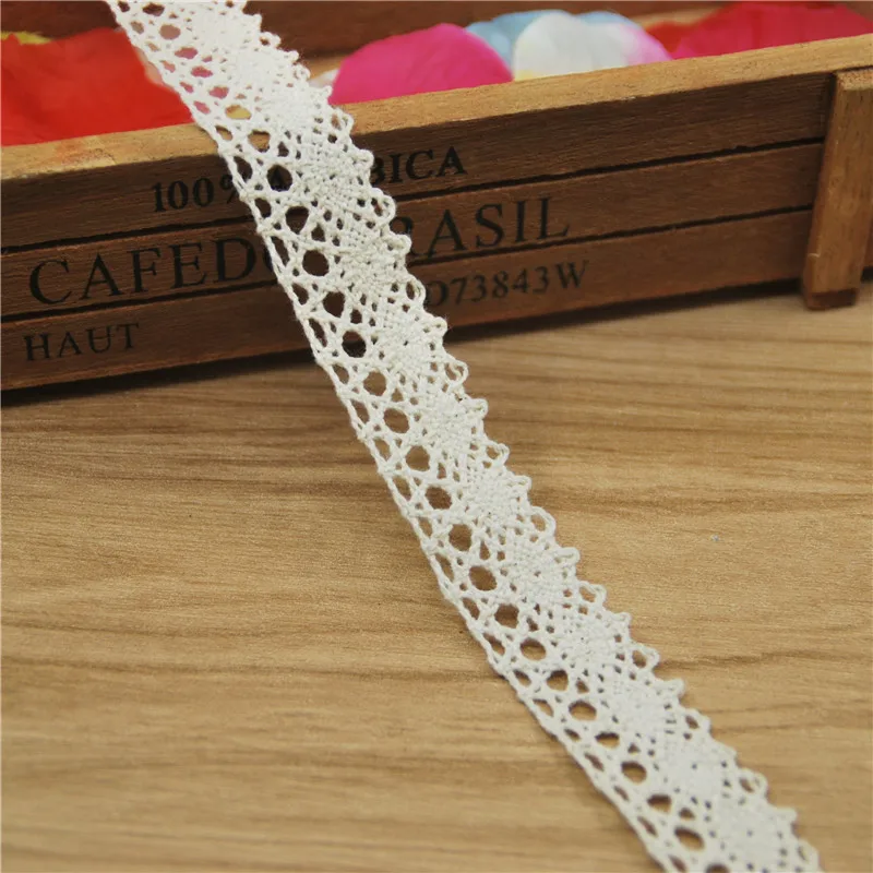 FASMILEY Wholesale 20mm Cotton Lace Trim Ivory Lace Ribbon DIY Lace Fabric Trimmings Costume Sewing Accessories 400yards LC020-B