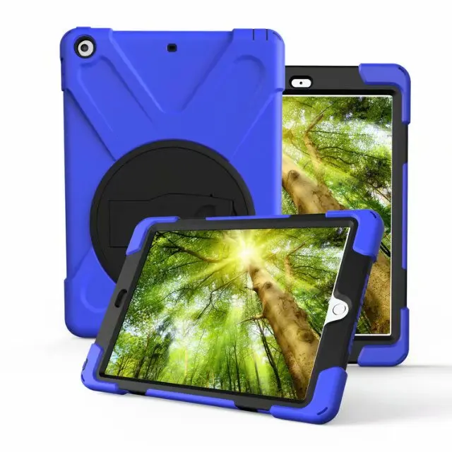 For iPad 9th gen 10.2 inch A2602 Kids Safe Shockproof Armor Soft Silicone+Hard Cover For ipad 7th 8th  case with Wrist strap