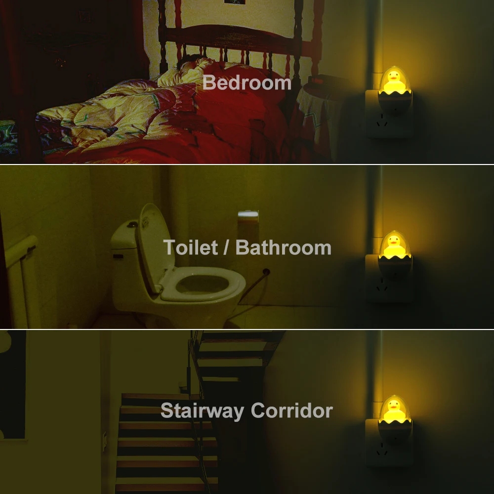 Cute Yellow Duck LED Night Light Sensor Control Dimmable Lamp Remote Control EU Plug 220V for Home Bedroom Children Kids Gift