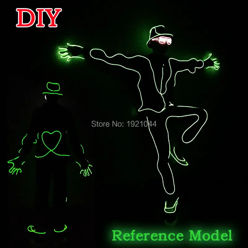 

DIY EL Wire Suits, Festival Party Clothes Style, Gangnam-Apple Accessories, 10 Colors select Powered by DC 12V Button EL Driver