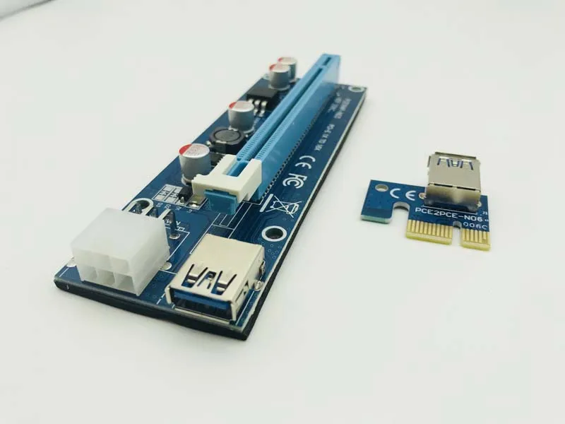 PCI-E Papan Adapter dengan 15Pin untuk 6Pin PCI Express 1x untuk 16X Mesin Pertambangan Extender Riser Card Kabel Power 60 CM USB 3.0 Kabel