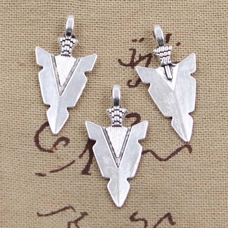 12pcs Charms Indian Arrowhead Dagger 28x15mm Antique Making Pendant fit,Vintage Tibetan Bronze Silver color,DIY Handmade Jewelry