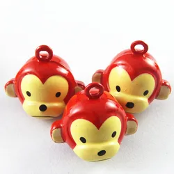 5pieces Cute Jingle Bells Carton Monkey Necklace Pendant Charms Christmas Phone Pet Home Decor Baby Jewelry Gift 22*20mm 51924