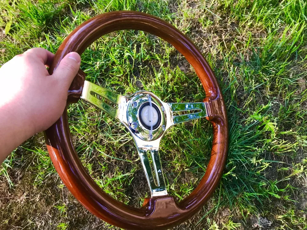 universal high quality 350mm /14inch Wooden Phoebe steering wheel racing car steering wheel three racing Phoebe