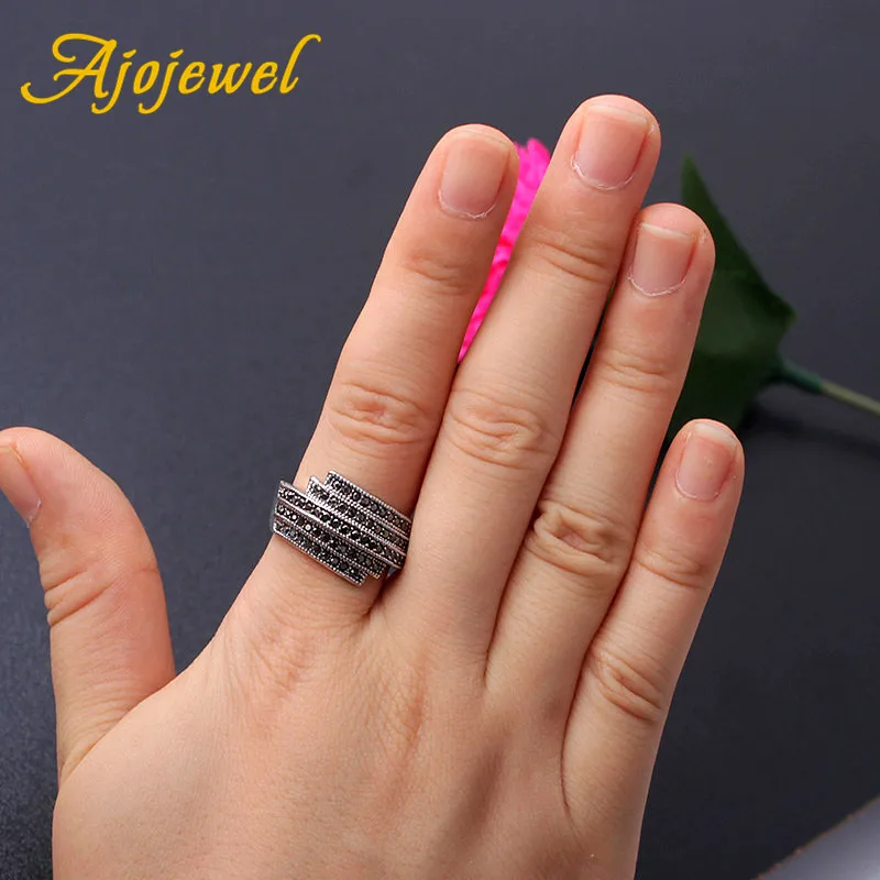 Ajojewel Size 7-10 Geometric Asymmetrical Line Ring For Men And Women Vintage Style Simple Finger Ring Fine Engagement Ring Gift