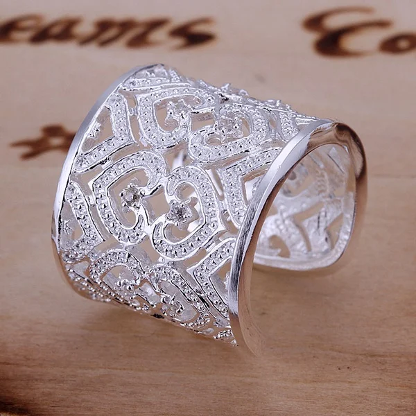 Free shipping factory price Silver color Ring Jewelry noble Charms women lady crystal gorgeous wedding party  R106