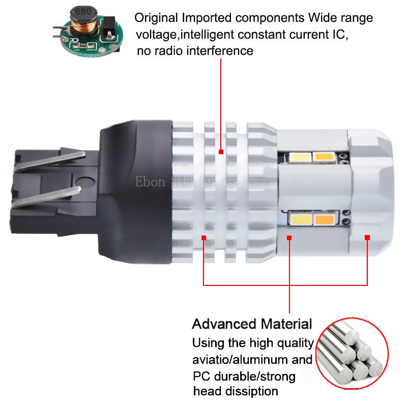 2 x T20 7443 W21/5W 1157 BAY15D 3157 Switchback Car Led Turn Signal Bulb White / Amber Dual Color DRL Daytime Running Light 12V
