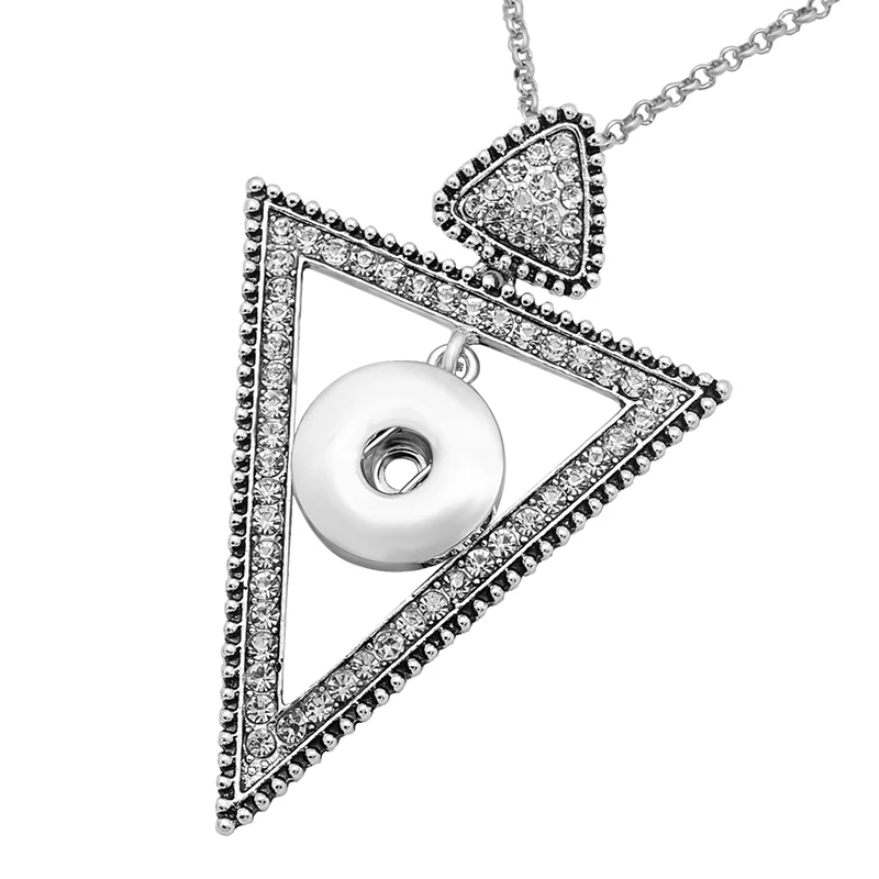 New triangle round Oval crystal snap pendant necklace fit 18mm snap buttons Wholesale XL0116 Gift DIY jewelry