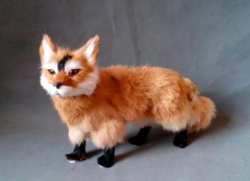 

simulation cute standing fox 35x22cm model polyethylene&furs fox model home decoration props ,model gift d348