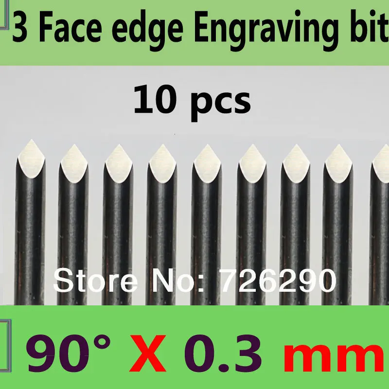 HUHAO 10pcs 3.175mm Dia 90 Angle 0.3mm Tip 3 Edge Carbide Woodworking Tools Engraving Bits for CNC Router Machine