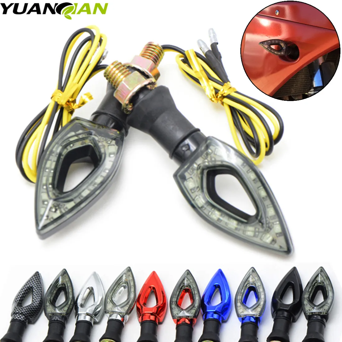 

2 Pieces 12V LED Motorcycle Motorbike Turn Signal Indicators Blinker Amber Yellow Light Lamp Bulb For Honda For Yamaha