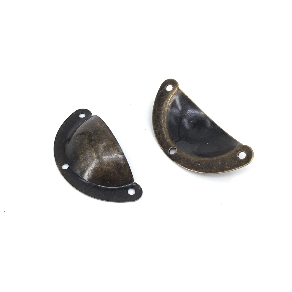 Bronze fer Vintage coquille tasse boîte à bijoux boutons caisse en bois tiroir poignées Mini tire 20 pièces/lot