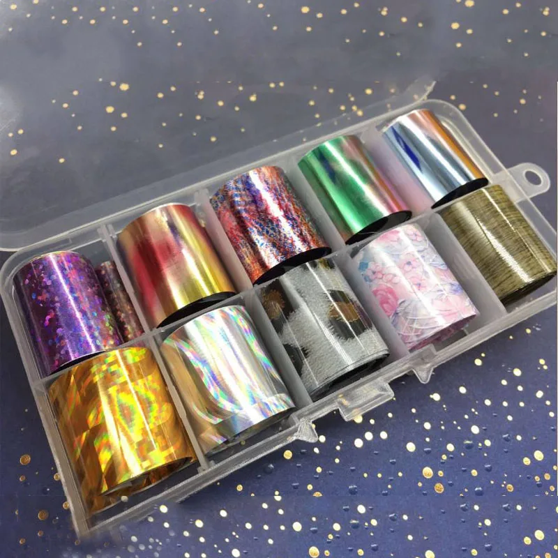 2.5*100cm  Nail Foil Set Transparent AB Color Nail Art Transfer Sticker Manicure DIY Holo Sticker Decoration