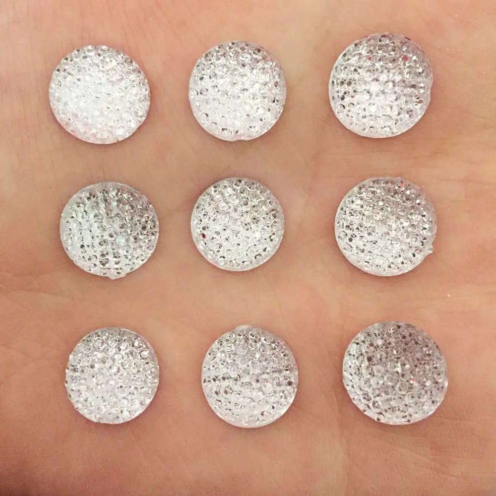 DIY 40PCS 12mm Round Resin Rhinestone Flatback Scrapbooking Phone Case DIY Craft K12