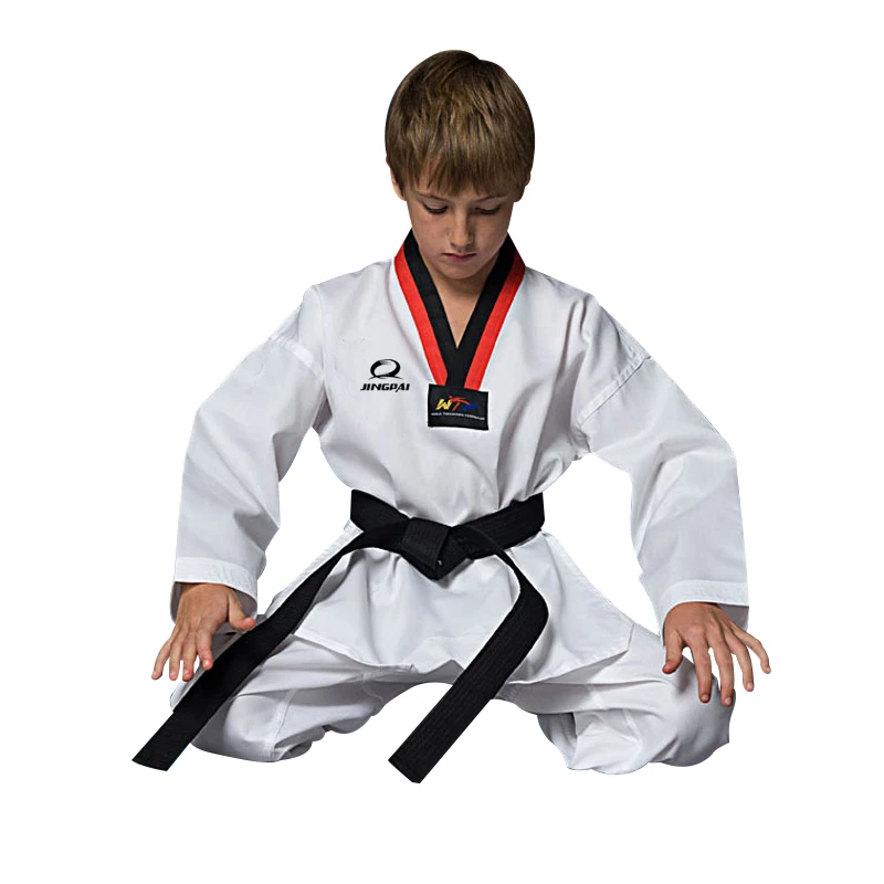 

GINGPAI Karate Dobok Taekwondo Training Uniforms Child Pure Cotton Wushu Competition Long Sleeve Suit Kids Tae Kwon Do Clothes