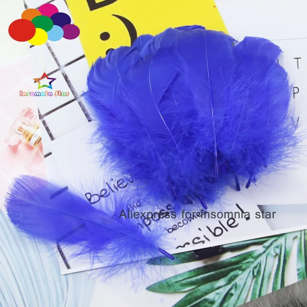 Small Floating Goose Feather, Colourful Feathers, Plume for Decoration, Craft, 31 Colors, 8-12cm, 3-5 in, 100 PCs/Lot