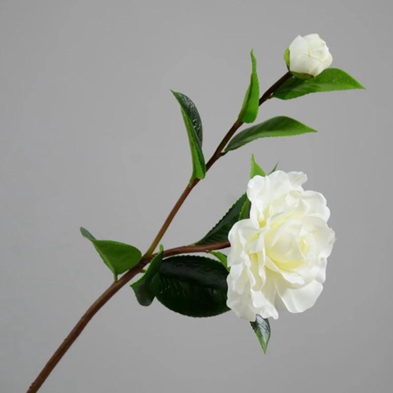 

3pcs 58cm Artificial A Flower A Bud Camellia Home Furnishing High-Grade Spun Silk Living Room Bedroom Festival Ornament Artwork