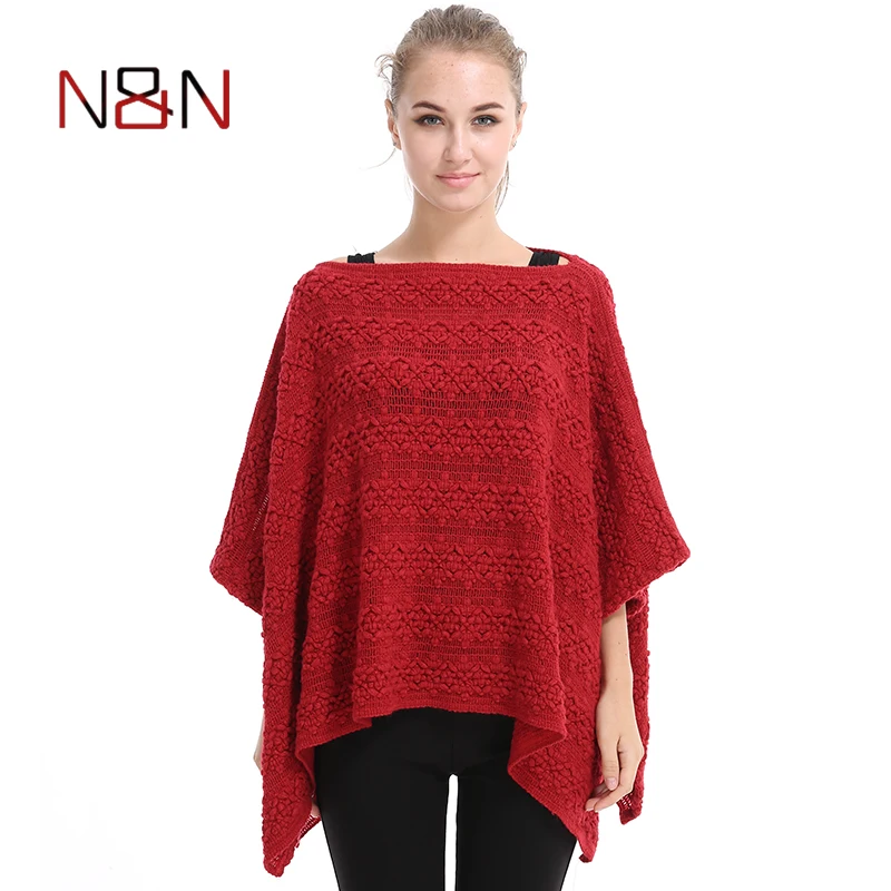 

Casual Hollow Knitted Sweater Women Fashion Poncho Scarf Solid Pullover Women Sleeveless Poncho And Capes