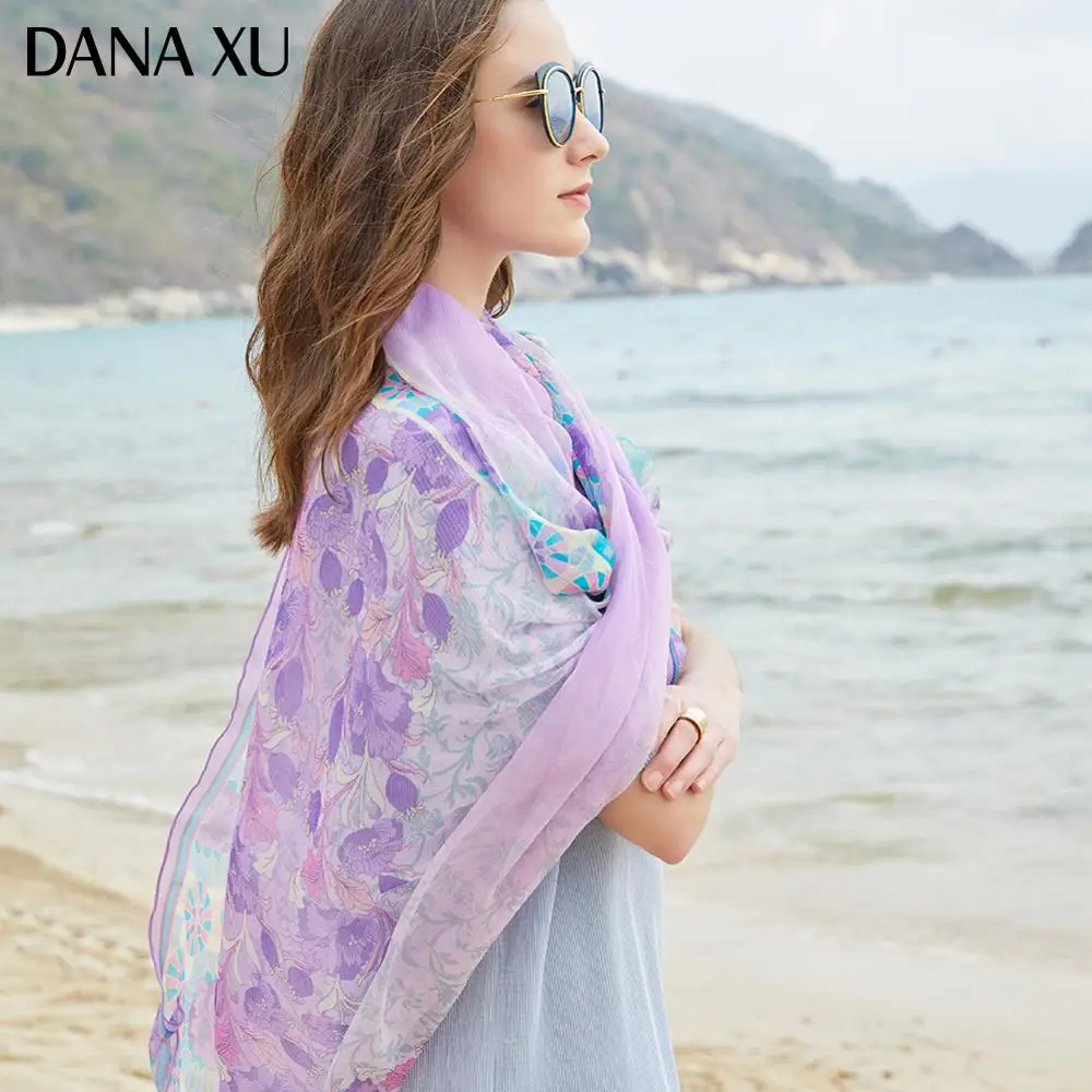 

Crinkle Georgette Silk Long Scarf Luxury Women New Design Beach Blanket Shawl Wear Swimwear Bandana Hijab Foulard 245*110cm 2019