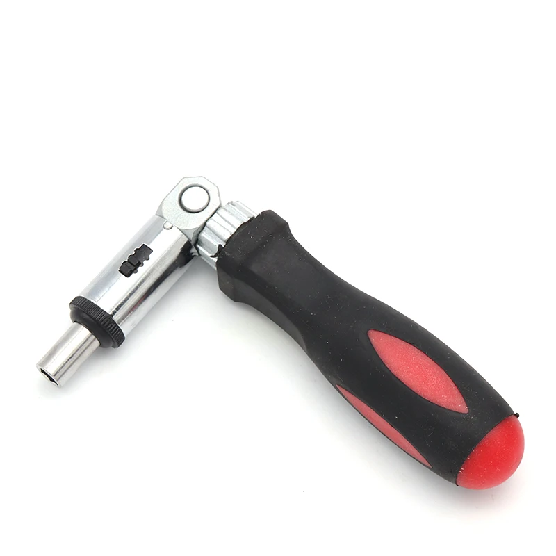 1pcs Screwdriver Multi-functional Ratchet Portable Wrench Red Handle Hexagonal Screw Driver 180 Degree Switch