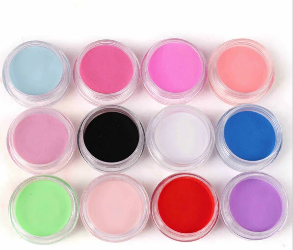 12 Color carving acrylic Powder liquid Glitter Nail Art Tool Kit UV Dust gem Nail Tools UV gel builder nail powder