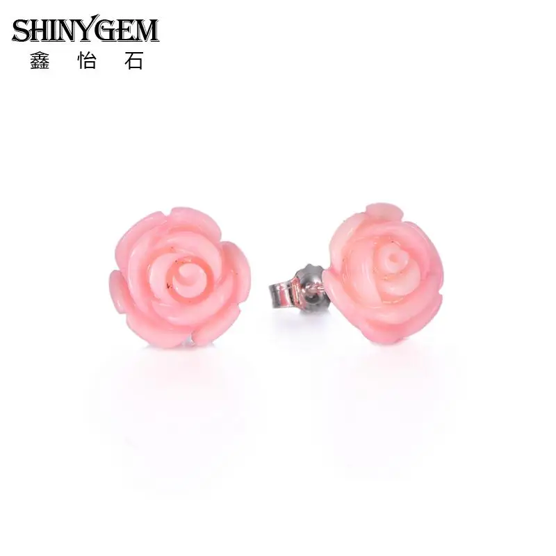 

new fashion earring pink coral flower stud earrings for women 2024 jewelry bijoux elegant christmas gift